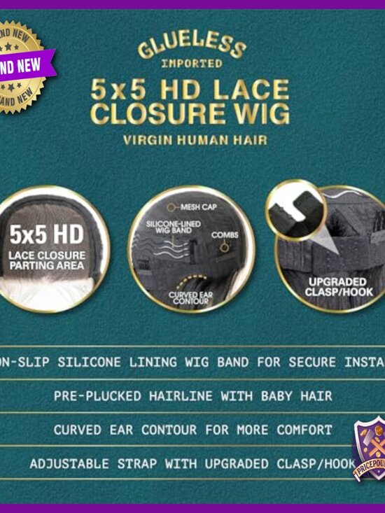 20 Inch Straight Human Hair Wig, Glueless Preplucked Lace Frontal